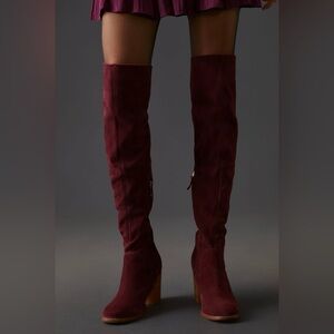 Kelsi Dagger Burgundy Over the Knee Boots 8 wide calf
